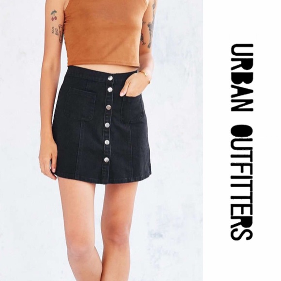 urban outfitters black denim skirt
